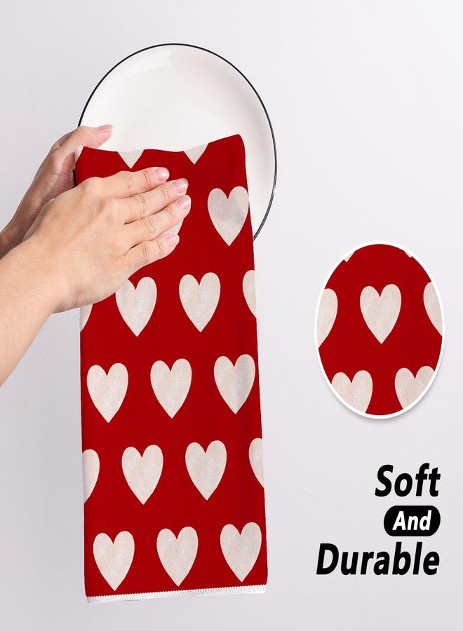 Siilues Valentines Day Kitchen Towels Set of 2, 18x26 Inch Valentines Day Dish Towels Sweet Heart Valentines Day Decor Hand Towels Seasonal Decorations for Home Drying Dishcloth - Image 5